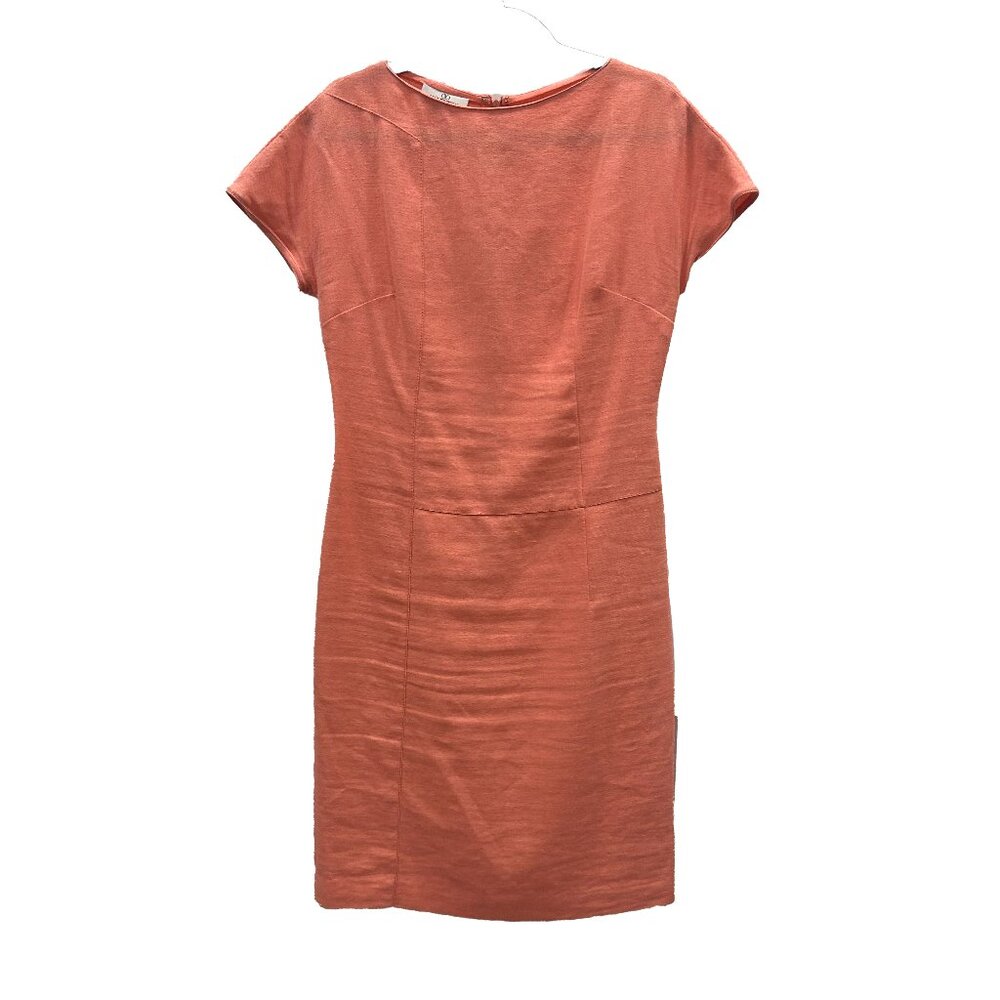 Vintage Valentino Miss V Coral Pink Linen Blend Dress 42 / 8